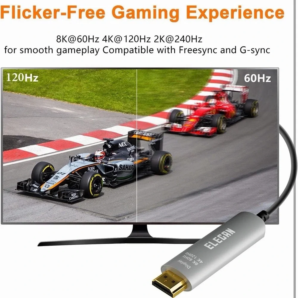 8K Fiber Optic Displayport to HDMI Cable 25 Ft, 8K@60Hz 4K@120Hz, Zinc Alloy ...